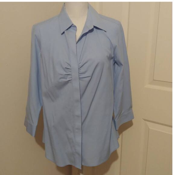 Eddie Bauer Top Baby Blue Button Down Long Sleeve Large - Picture 1 of 6